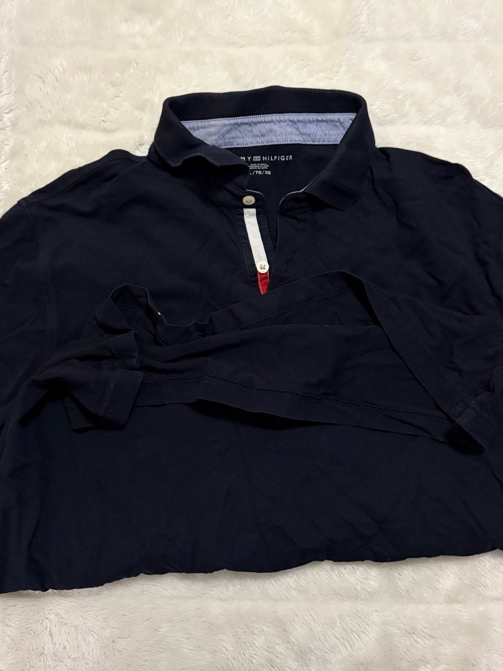 Tommy Hilfiger Men's Dark Navy Polo with Signature Trim